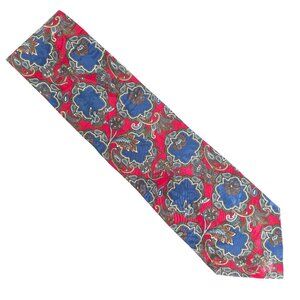 yApre Men Necktie 100% Silk Floral Geometric Red Blue Green Size 57x4 - NWOT USA
